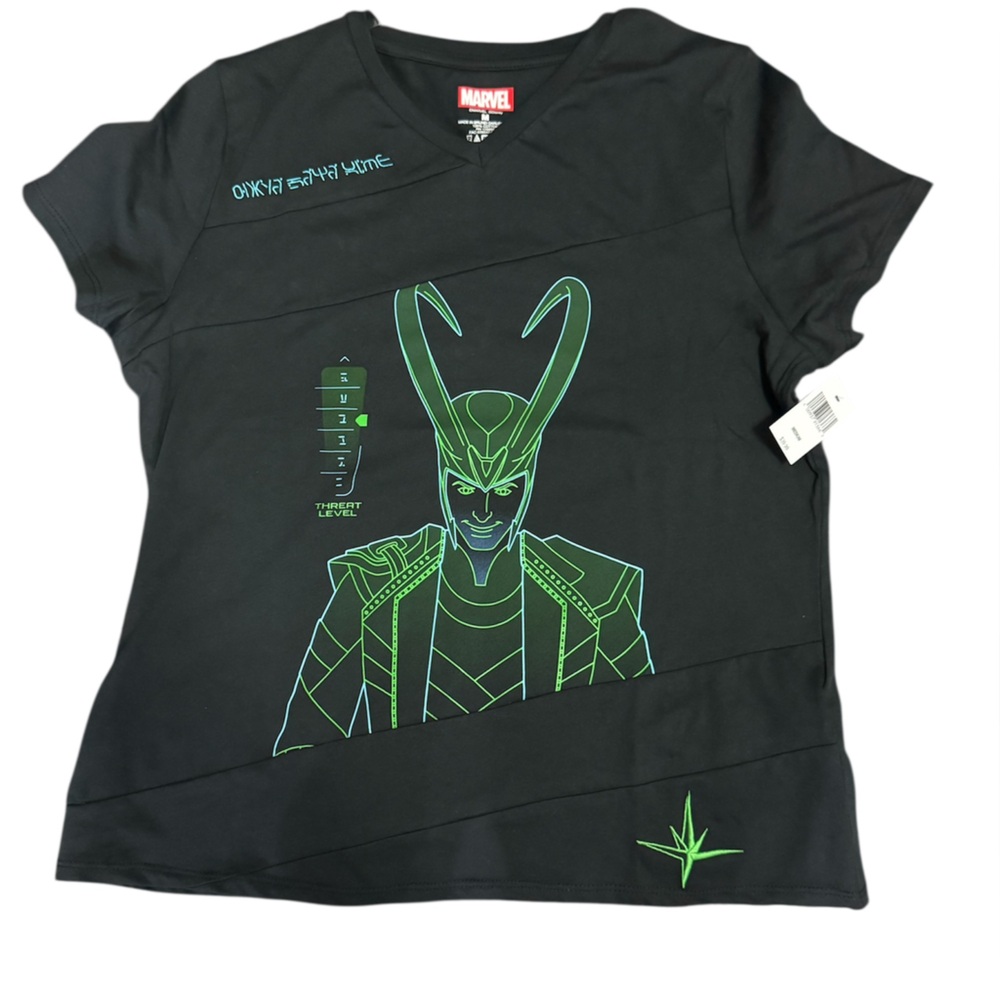 Marvel Loki Black Tee with Green Disney Parks Medium